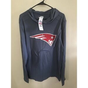 NFL New‎ England Patriots Hooded Long Sleeve Shirt Mens Gray Large NWT